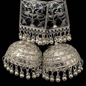 Elegant Silver Jhumka Earrings